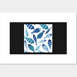 Seamless vector pattern of fish Posters and Art